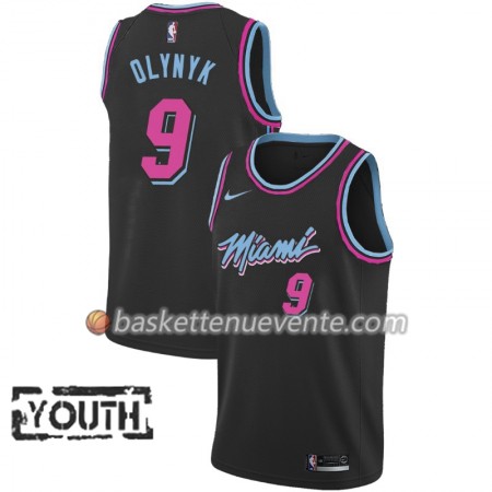 Maillot Basket Miami Heat Kelly Olynyk 9 2018-19 Nike City Edition Noir Swingman - Enfant